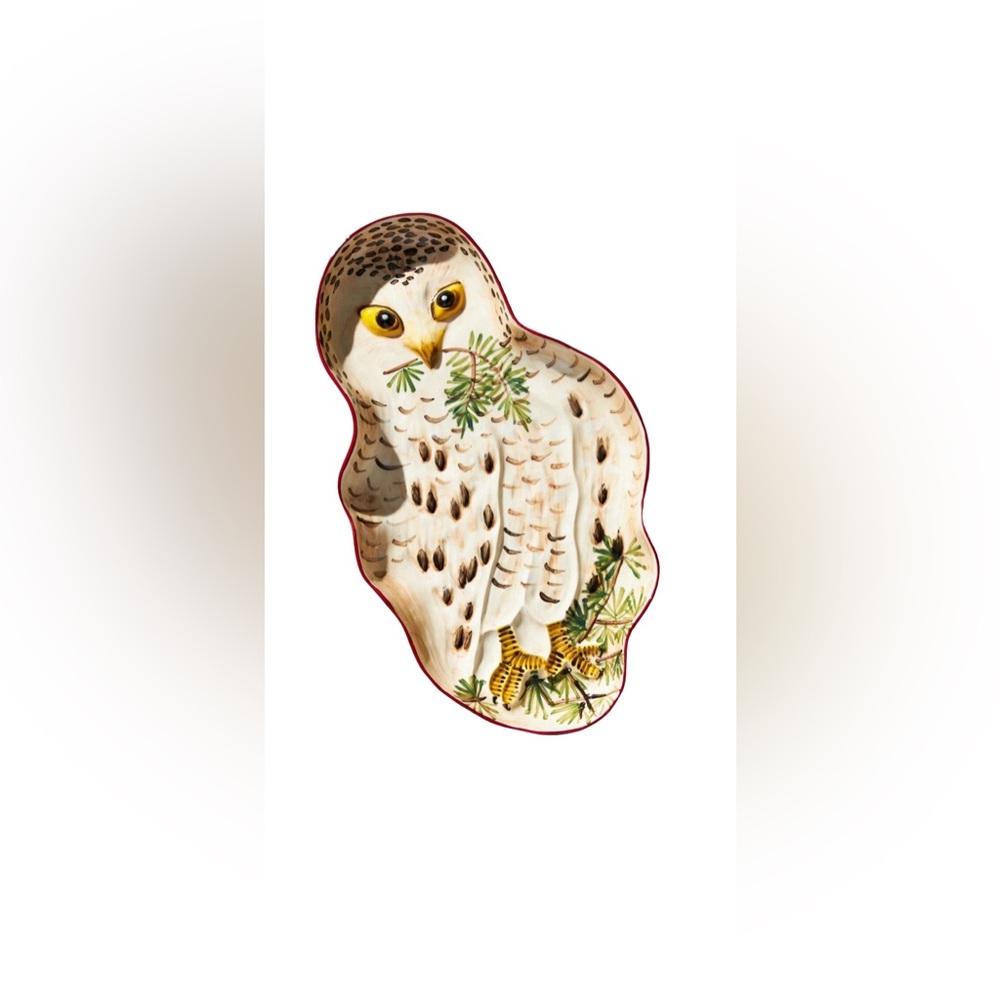 Nathalie Lete Snowy Owl Serving Platter Anthropologie Christmas Winter Plate